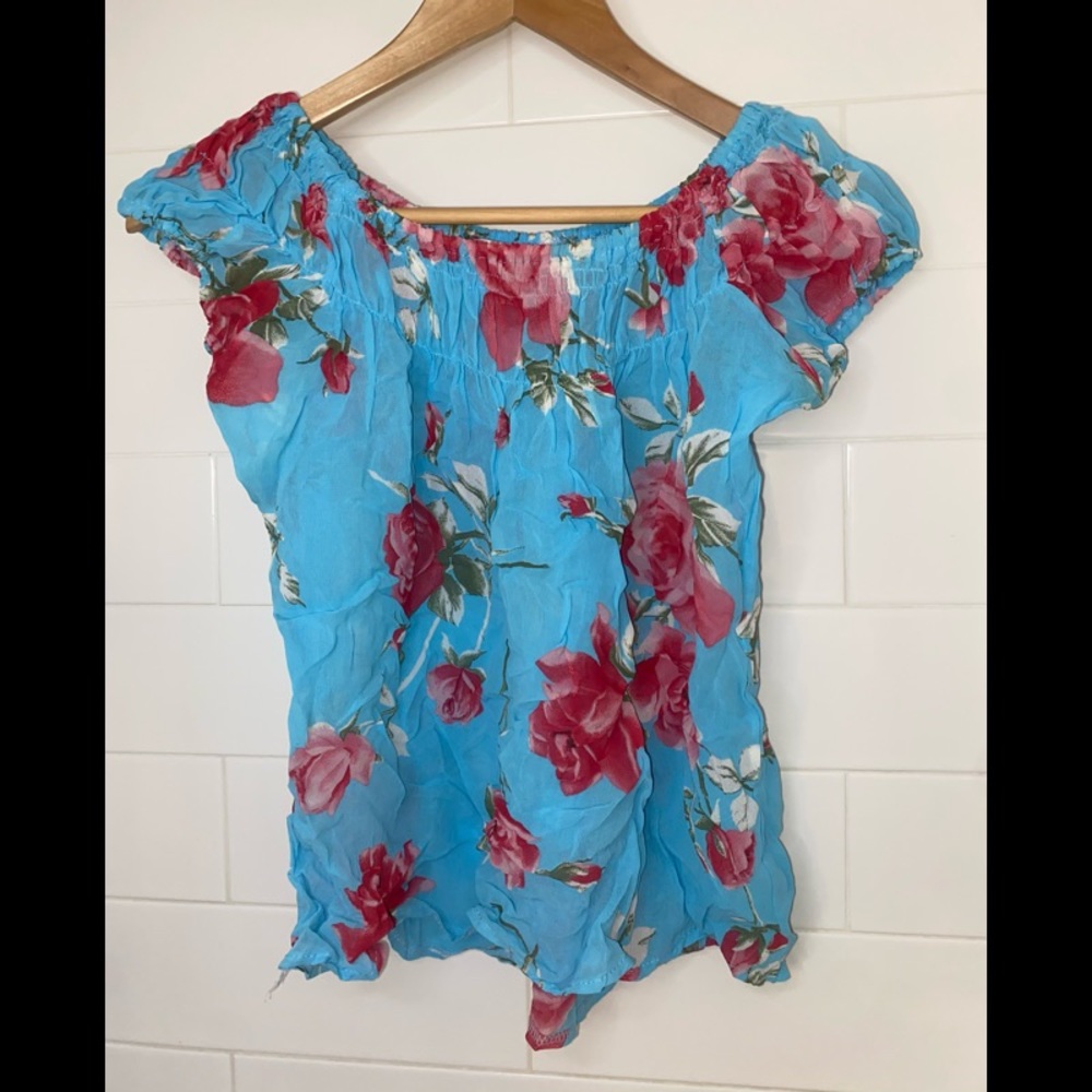 Sharagano Off Shoulder Floral Blouse